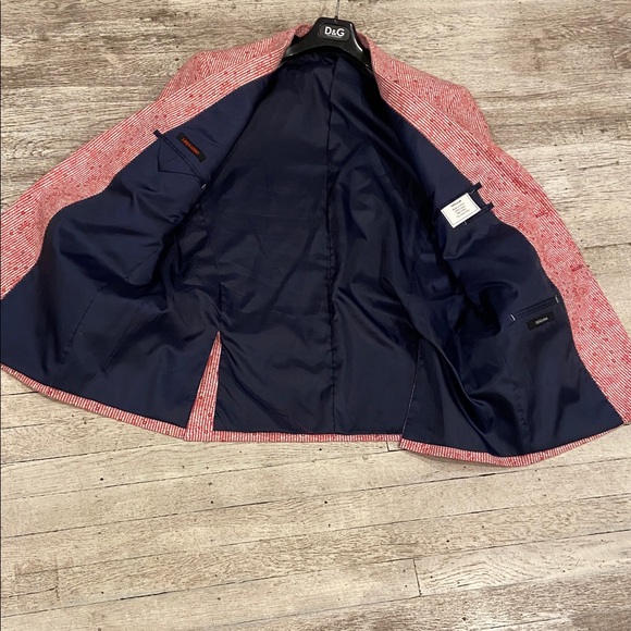 LINEA UOMO 100% Cotton Textured Red and White Jacket GC SIZE 46 - Picture 9 of 10